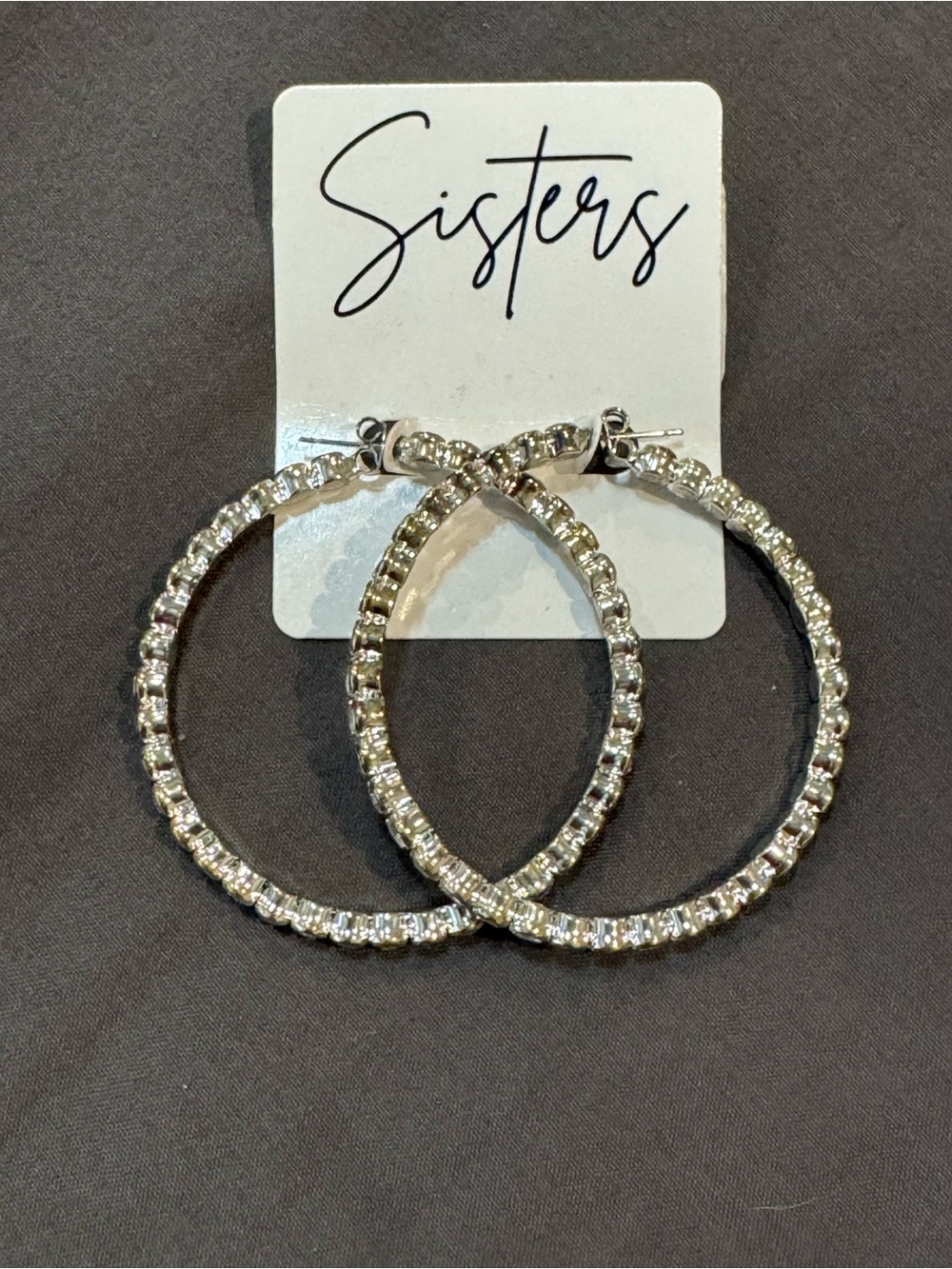 Elise Large Silver Crystal Hoop Earrings